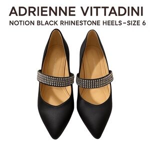 Adrienne Vittadini Notion Black Rhinestone Heels – Size 6